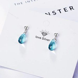 NEW 925 Sterling Silver Crystal Waterdrop Earrings